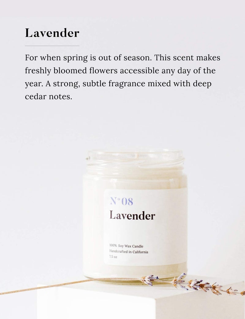 A Scent for Every Memory Mia's Co Lavender Scented Candle, Handmade with Natural Soy Wax and Cotton Wicks, 7.5 oz Minimalist Aromatherapy Candle for Home, Long Lasting Burning for Stress Relief, Candle Gift for Women - Image 2